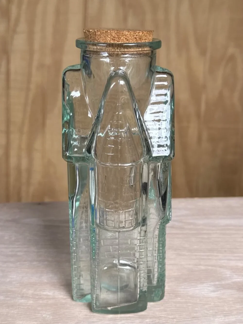 Vintage Art Glass Bottle Jar Haunted House Castle Decanter
